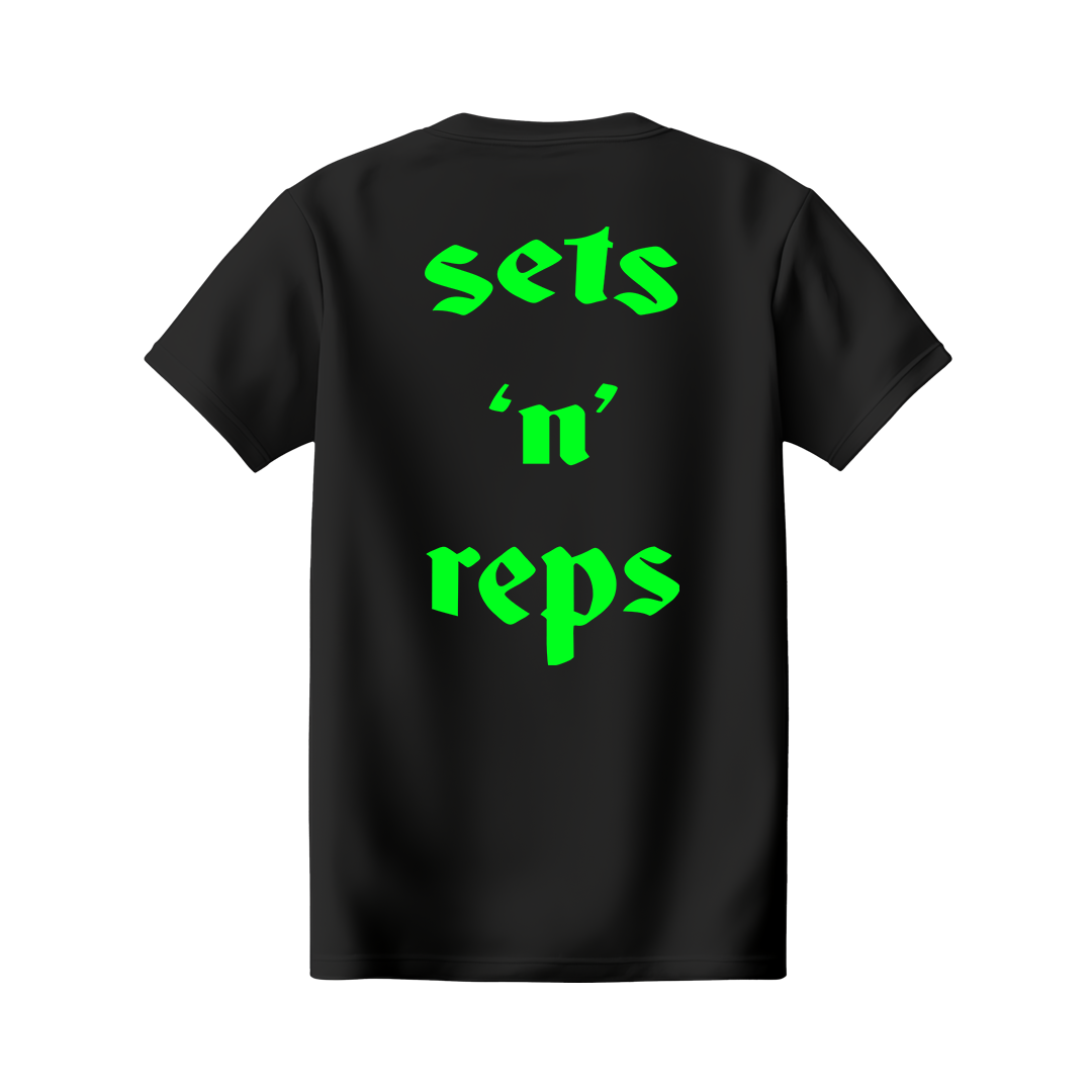 SETS 'N' REPS OVERSIZED T-SHIRT BLACK/GREEN